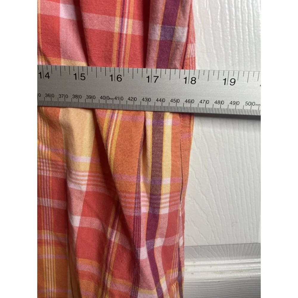 Talbots Dress Women’s 8 Pink Plaid Sleeveless Popover Sheath Button Front - Picture 4 of 6